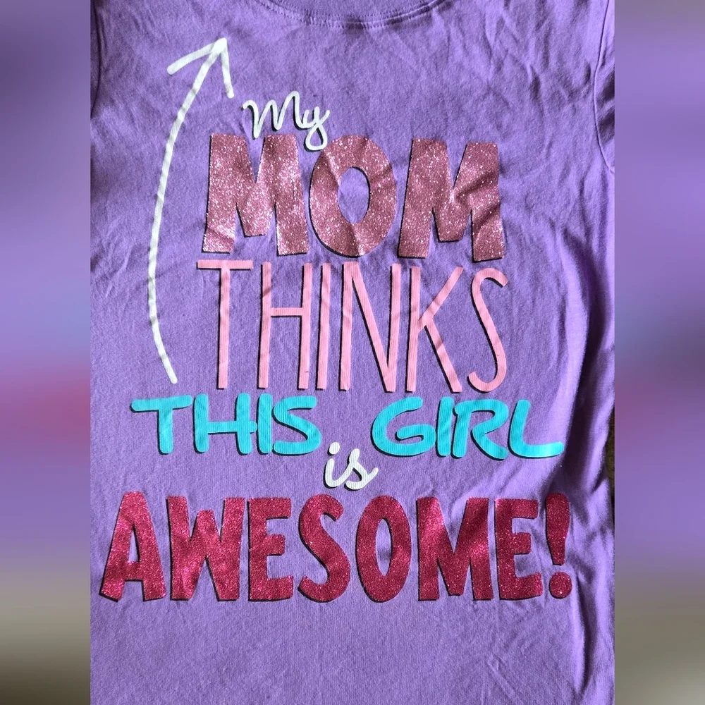 The Children's Place Purple Short Sleeve Tee with Colorful Graphic Girls Size 14